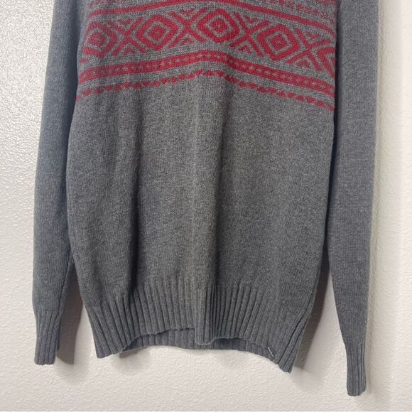 Eddie Bauer M Wool Blend Sweater V Neck Collared Classic Preppy Scholar Pullover - Picture 4 of 12